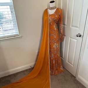 Elegant Orange Floral Dress